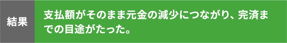 支払額がそのまま元金の減少につながり、完済までの目途がたった。